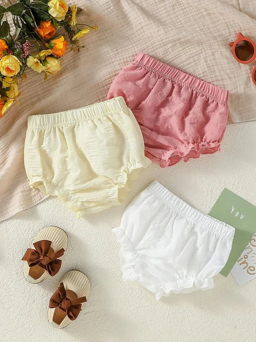 New Fahion Baby Girls Solid Short Pants 3pcs Summer Casual Wear