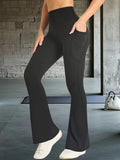 Women's High Waist Flared Yoga Pants – Stretchy Lounge Pants with Phone Pockets