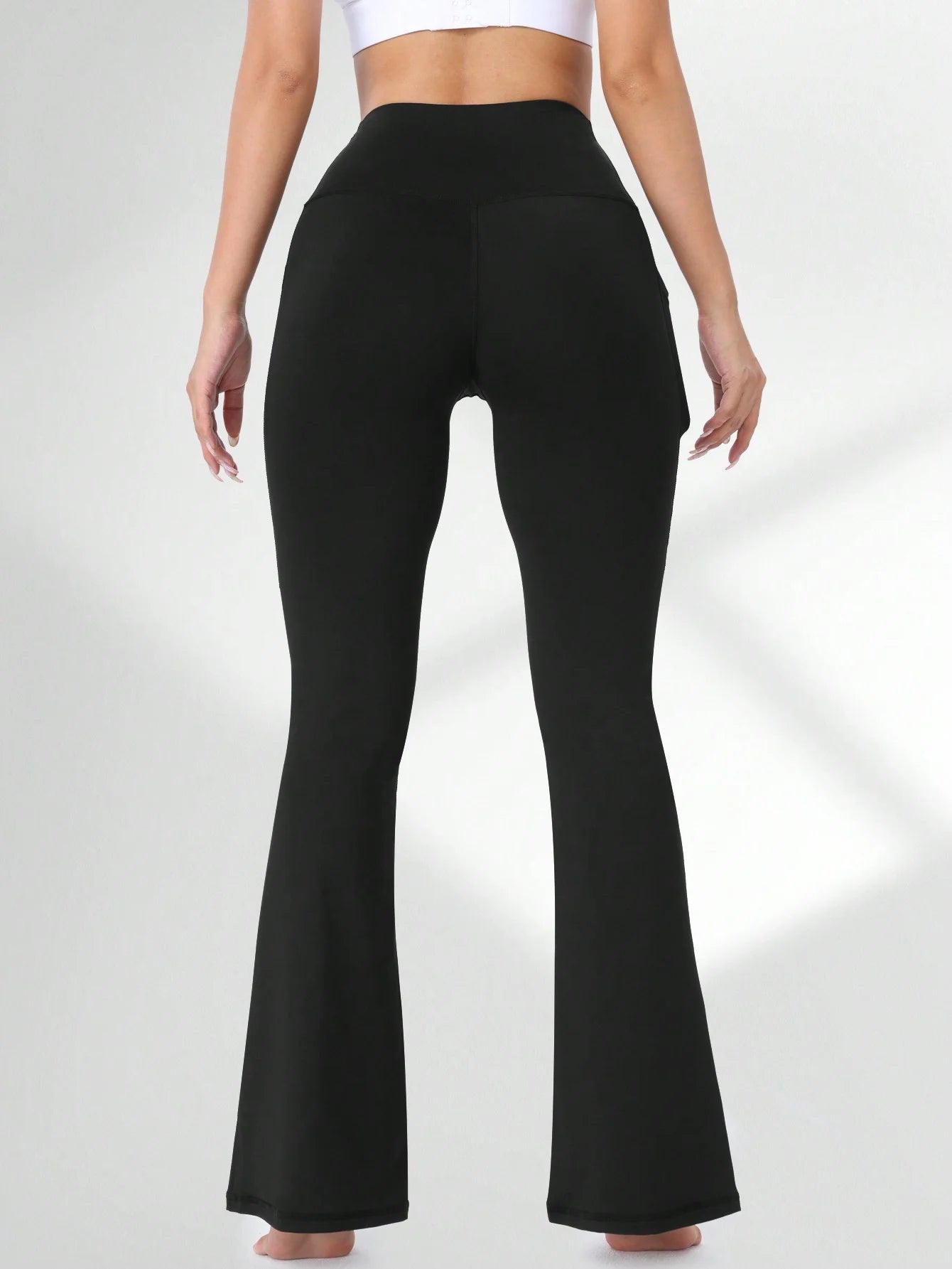 Women's High Waist Flared Yoga Pants – Stretchy Lounge Pants with Phone Pockets