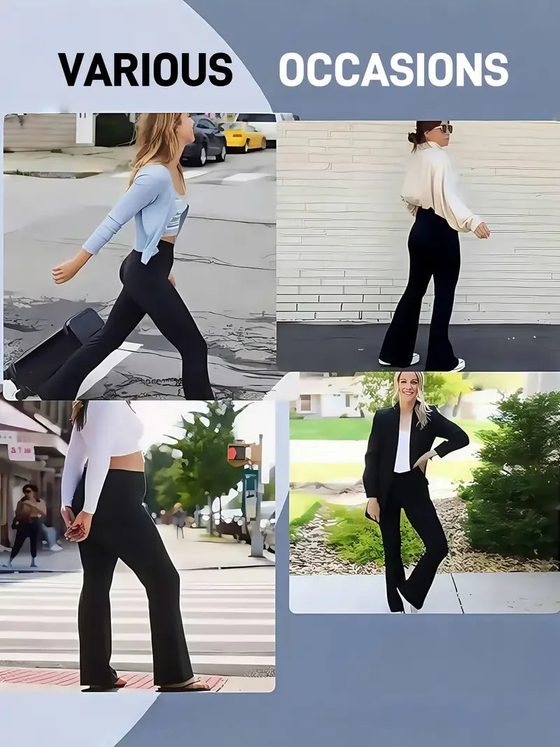 Women's High Waist Flared Yoga Pants – Stretchy Lounge Pants with Phone Pockets