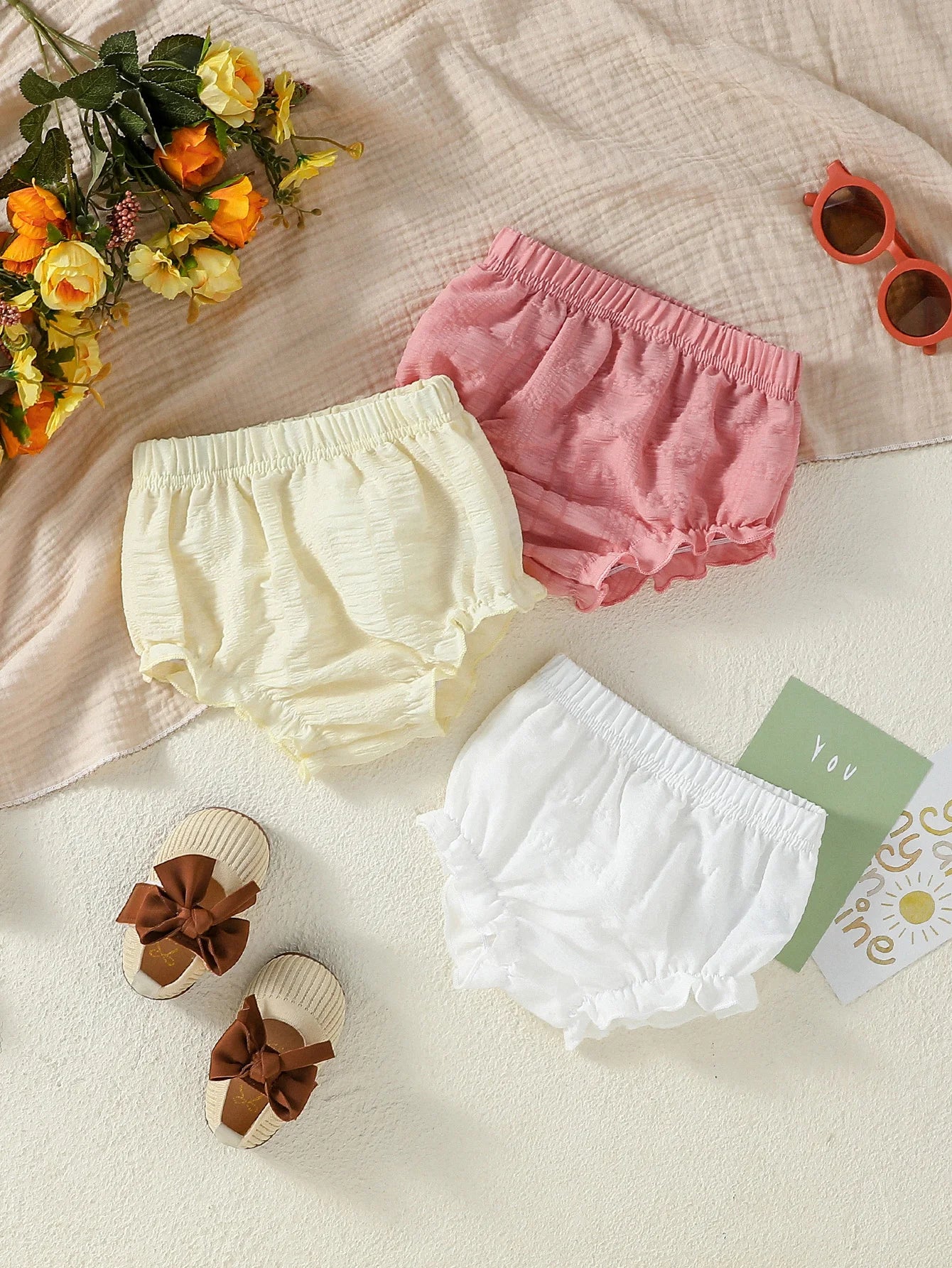 New Fahion Baby Girls Solid Short Pants 3pcs Summer Casual Wear