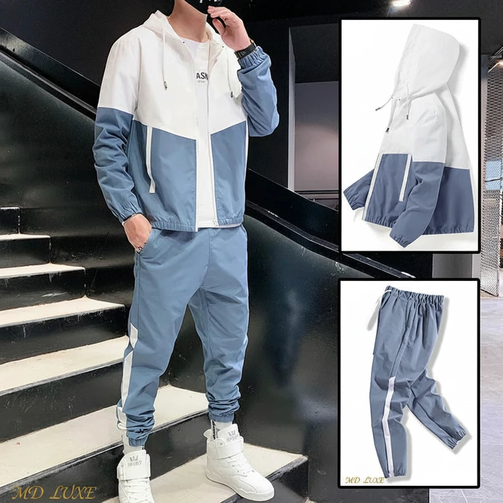 Men's Hip Hop Hooded Tracksuit & Jogger Pants – 2-Piece Casual Running Sports Set