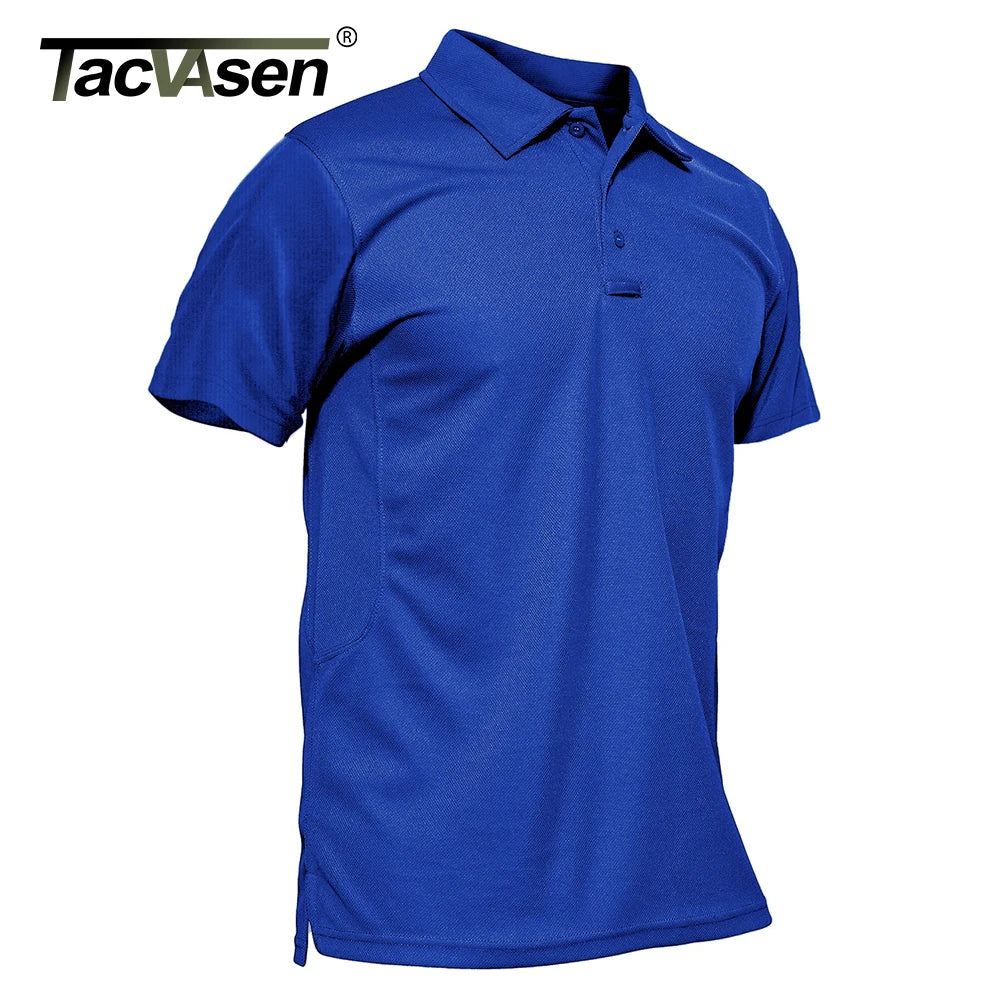 TACVASEN Summer Colorful Fashion Polo Tee Shirts Men's Short Sleeve T-shirt Quick Dry Army Team Work Green T-Shirt Tops Clothing