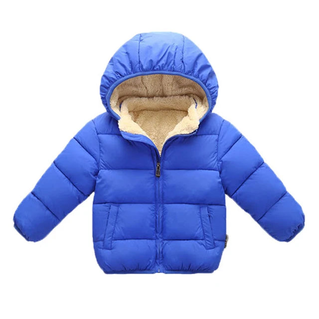 Kids Fur Hooded Plush Thick Winter Coat – Warm Snowsuit Outerwear