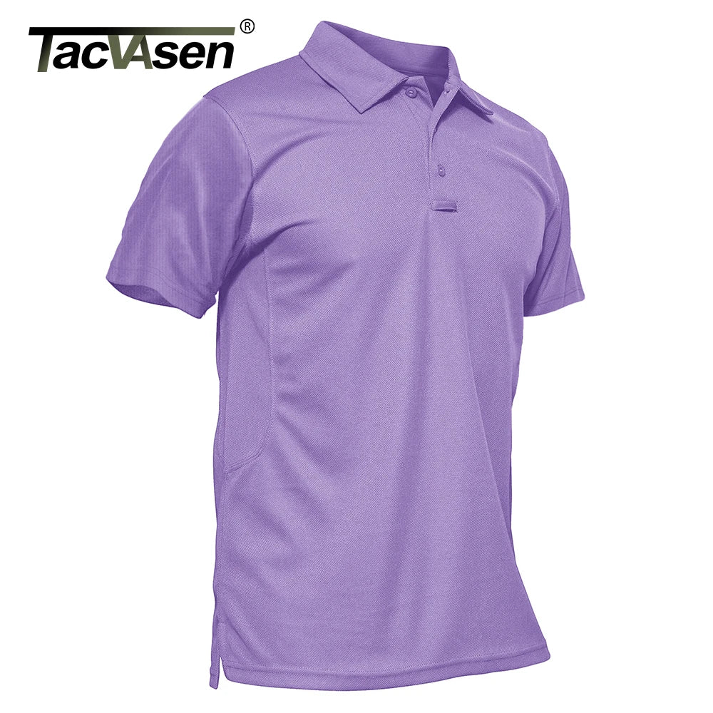TACVASEN Summer Colorful Fashion Polo Tee Shirts Men's Short Sleeve T-shirt Quick Dry Army Team Work Green T-Shirt Tops Clothing