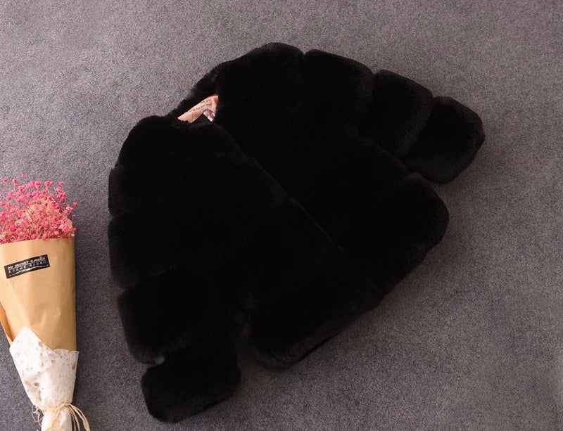 Kids Faux Fur Warm Thicken Jacket Coat – Solid Color Outerwear for Boys & Girls