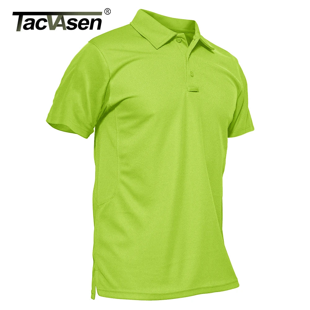 TACVASEN Summer Colorful Fashion Polo Tee Shirts Men's Short Sleeve T-shirt Quick Dry Army Team Work Green T-Shirt Tops Clothing
