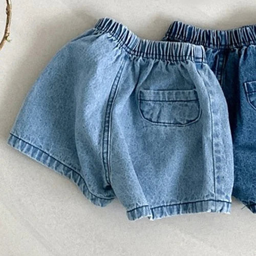 Summer Baby Pants Solid Denim Infant Shorts Elastic Waist Bloomer Toddler Casual Clothing