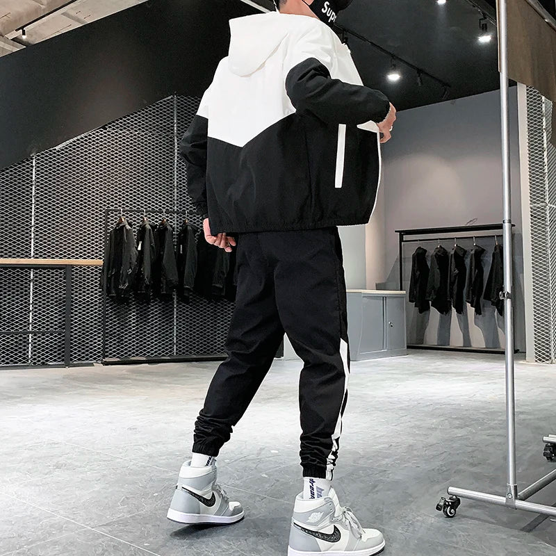 Men's Hip Hop Hooded Tracksuit & Jogger Pants – 2-Piece Casual Running Sports Set