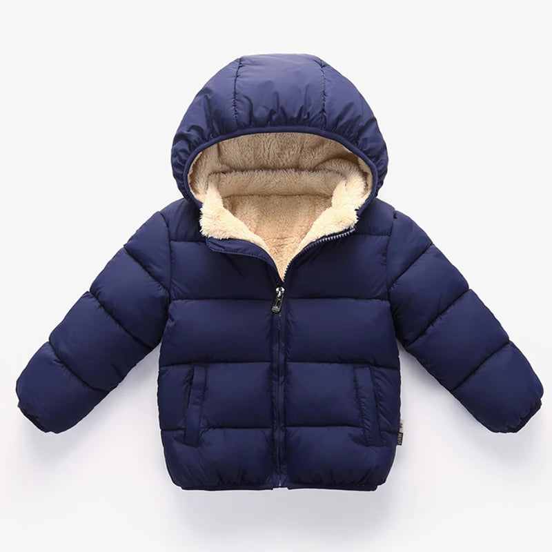 Kids Fur Hooded Plush Thick Winter Coat – Warm Snowsuit Outerwear