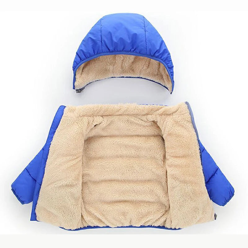 Kids Fur Hooded Plush Thick Winter Coat – Warm Snowsuit Outerwear