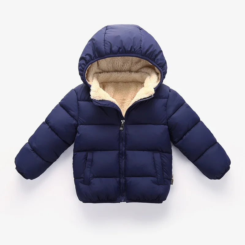 Kids Fur Hooded Plush Thick Winter Coat – Warm Snowsuit Outerwear