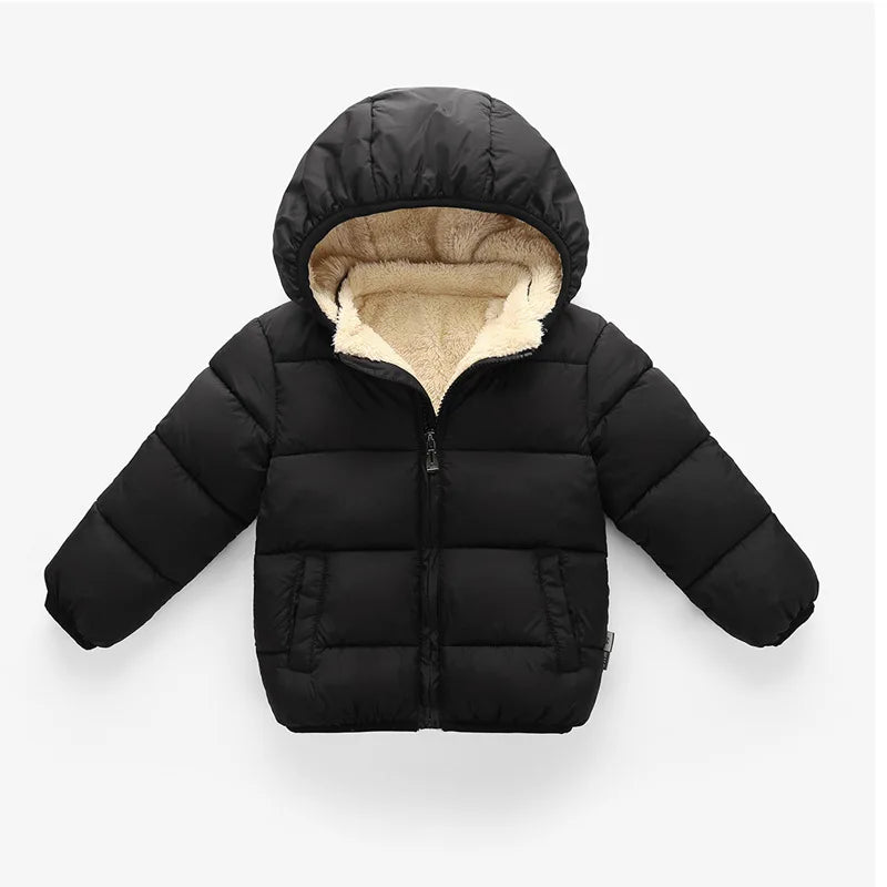 Kids Fur Hooded Plush Thick Winter Coat – Warm Snowsuit Outerwear