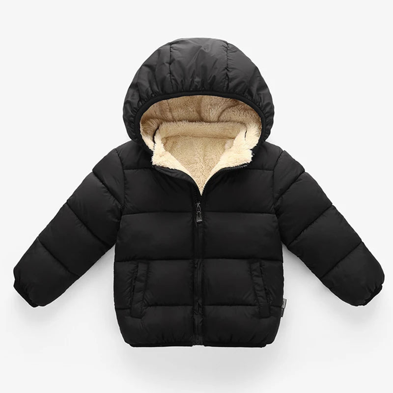 Kids Fur Hooded Plush Thick Winter Coat – Warm Snowsuit Outerwear