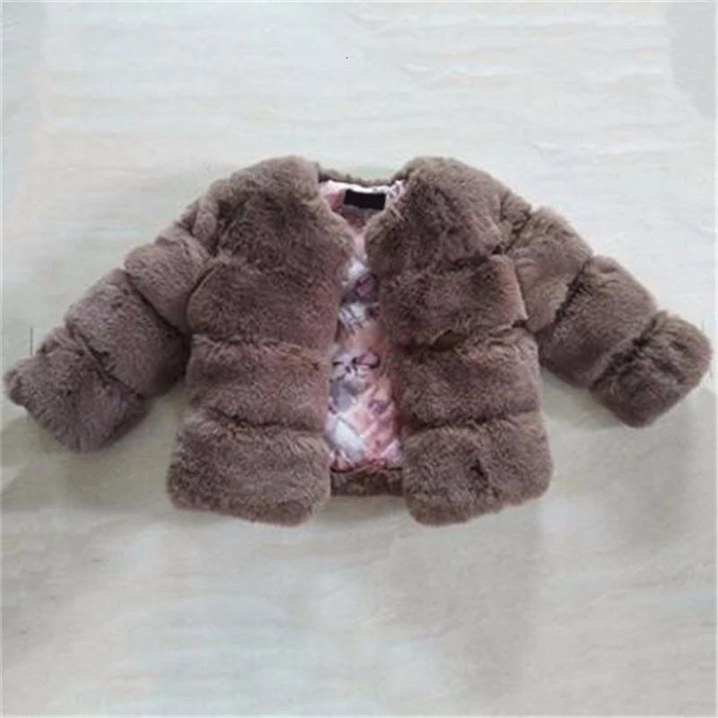 Kids Faux Fur Warm Thicken Jacket Coat – Solid Color Outerwear for Boys & Girls