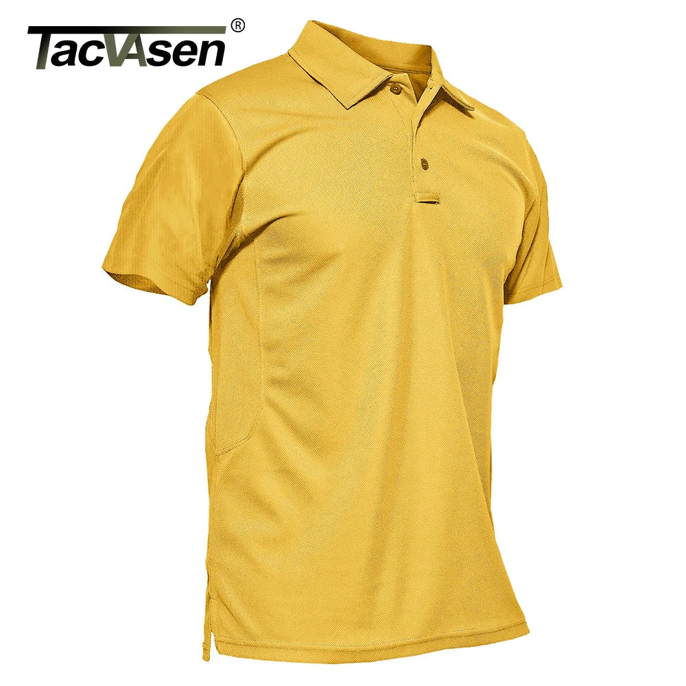 TACVASEN Summer Colorful Fashion Polo Tee Shirts Men's Short Sleeve T-shirt Quick Dry Army Team Work Green T-Shirt Tops Clothing