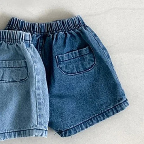 Summer Baby Pants Solid Denim Infant Shorts Elastic Waist Bloomer Toddler Casual Clothing