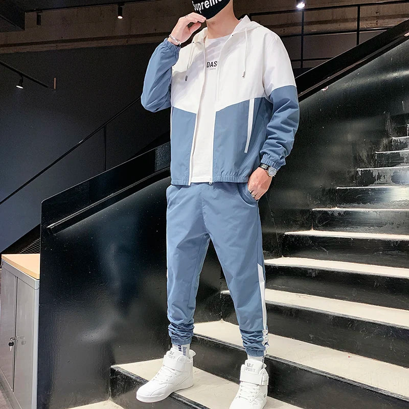 Men's Hip Hop Hooded Tracksuit & Jogger Pants – 2-Piece Casual Running Sports Set