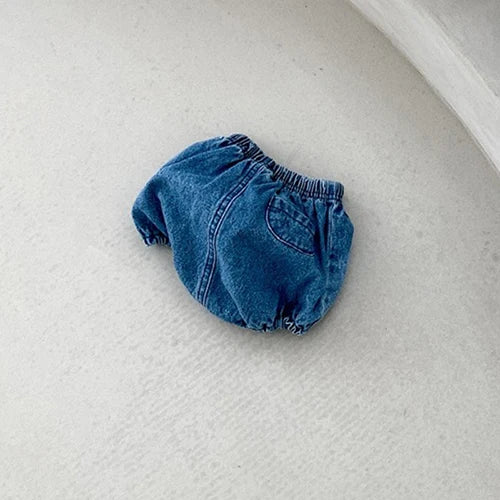 Summer Baby Pants Solid Denim Infant Shorts Elastic Waist Bloomer Toddler Casual Clothing