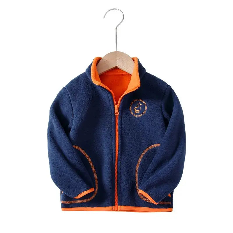 Kids Hooded Double Fleece Zip Jacket – Windproof Warm Coat Ages 2–14