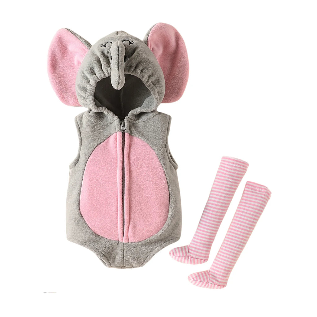 New Designer Cartoon Clothing Zip-up Hooded Romper + Stockings Baby Boy Clothes Baby Girl Casual Sets