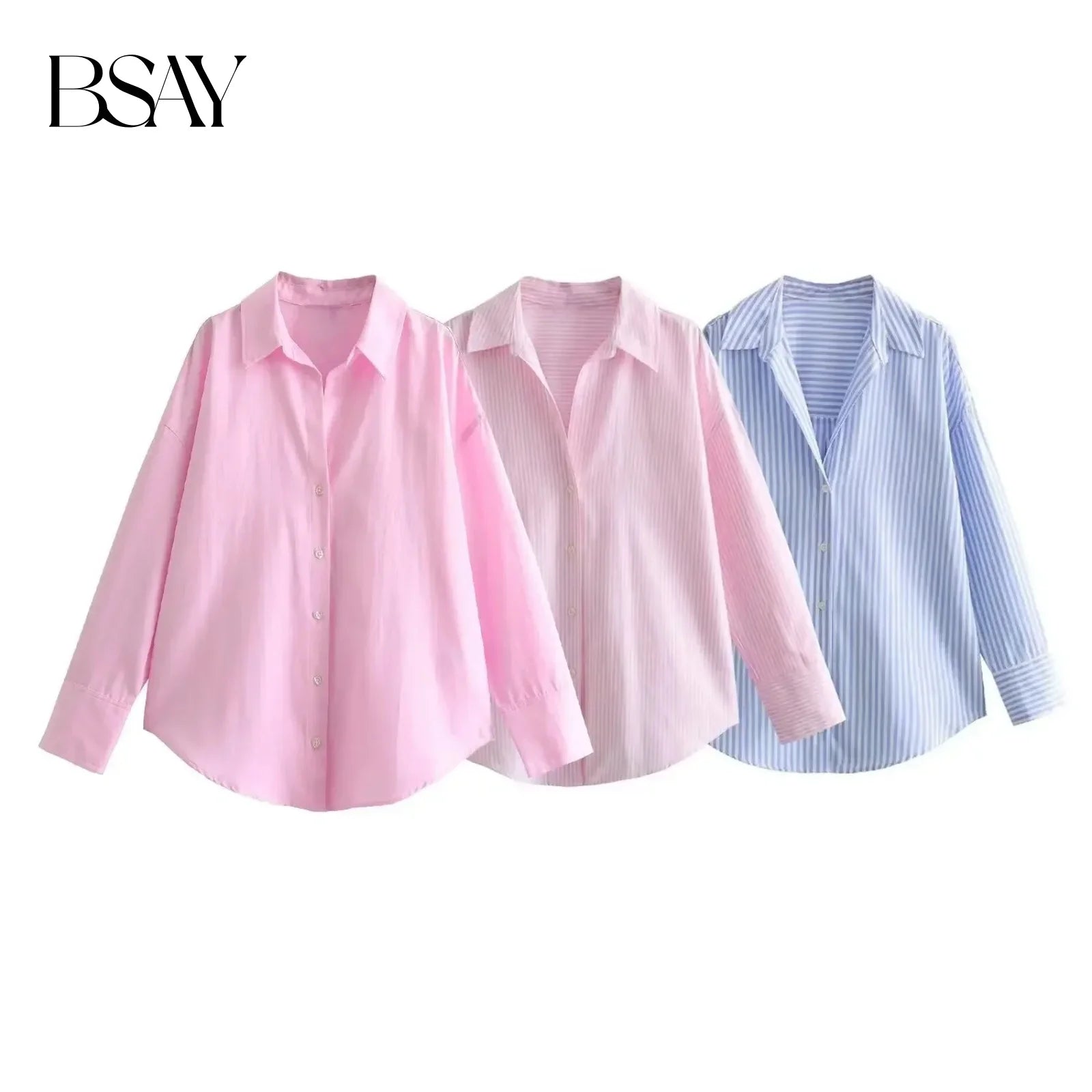 Women's Cotton Oxford Long Sleeve Lapel Blouse – Single-Breasted Street Chic Crop Top