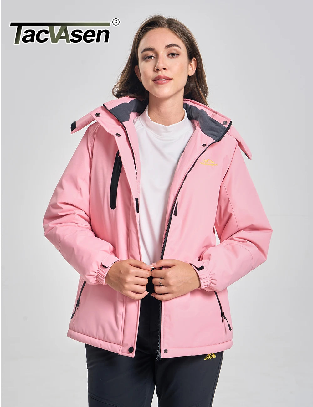 TACVASEN Womens Winter Thermal Jackets Warm Fleece Lined Waterproof Jacktes Snow Ski Hood Coat Mountain Snowboarding Windbreaker