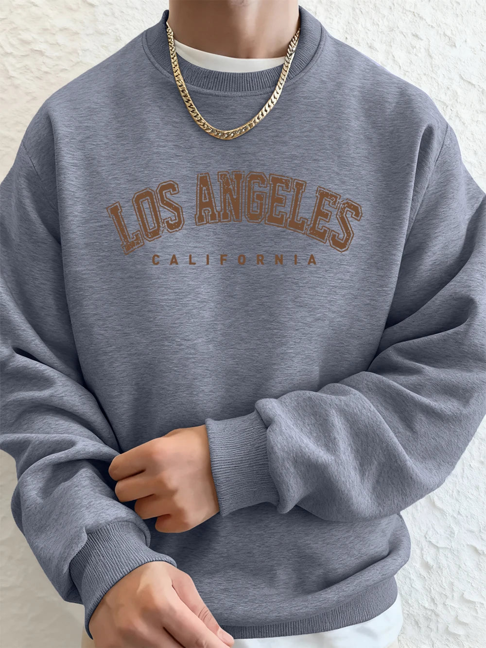Los Angeles California Printed Men'S Sweatshirt Winter Loose Hoodies Sports Crewneck Fleece Warm Pullovers Basics Men Clothes
