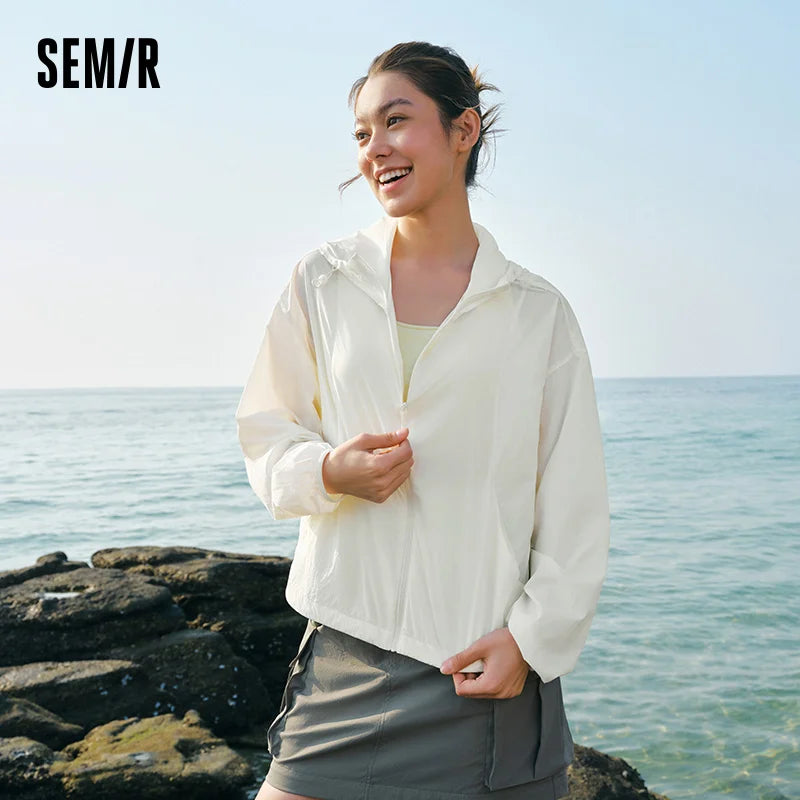 Semir Jacket Women Loose Slimming Summer 2025 New Cool Feeling Hooded Sun Protection Coat for Casual Style