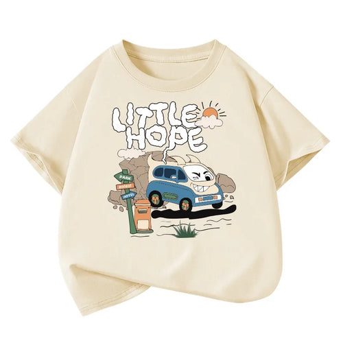 Boys Car Cartoon Short Sleeve T-Shirt – Loose Casual Cotton Kids Tee