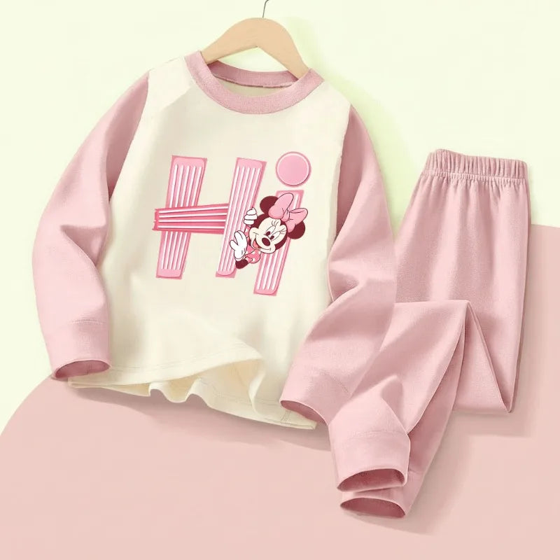 Girls Disney Minnie Mouse Sleepwear Set – Soft Cozy Pyjamas Ages 0–10