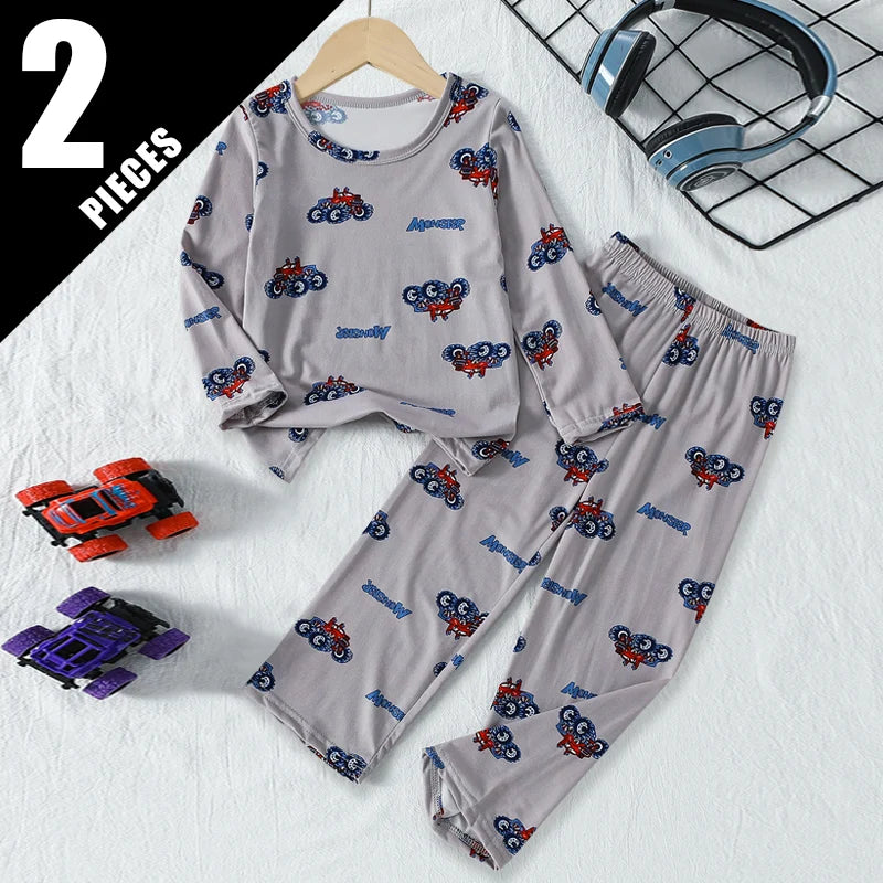Kids Cute Print Long Sleeve & Pants Home Set – Cozy 2-Piece Autumn Outfit