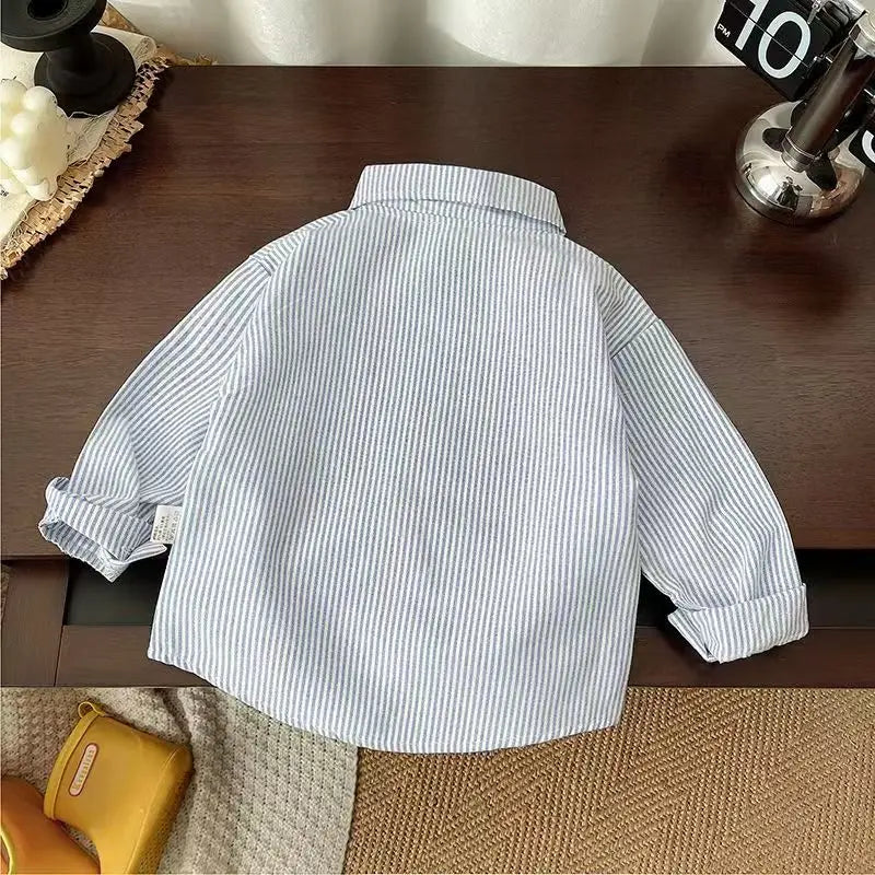 Toddler Boy Casual Long Sleeve Shirt – Soft Cotton Everyday Top Ages 1–4