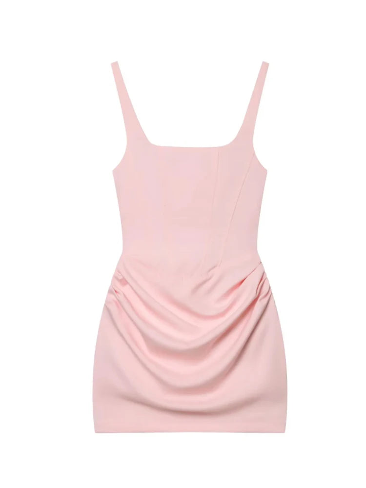 Women's Ruched Spaghetti Strap Bodycon Bandage Mini Dress – French Style Party Gown