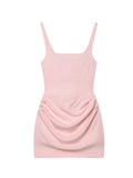 Women's Ruched Spaghetti Strap Bodycon Bandage Mini Dress – French Style Party Gown