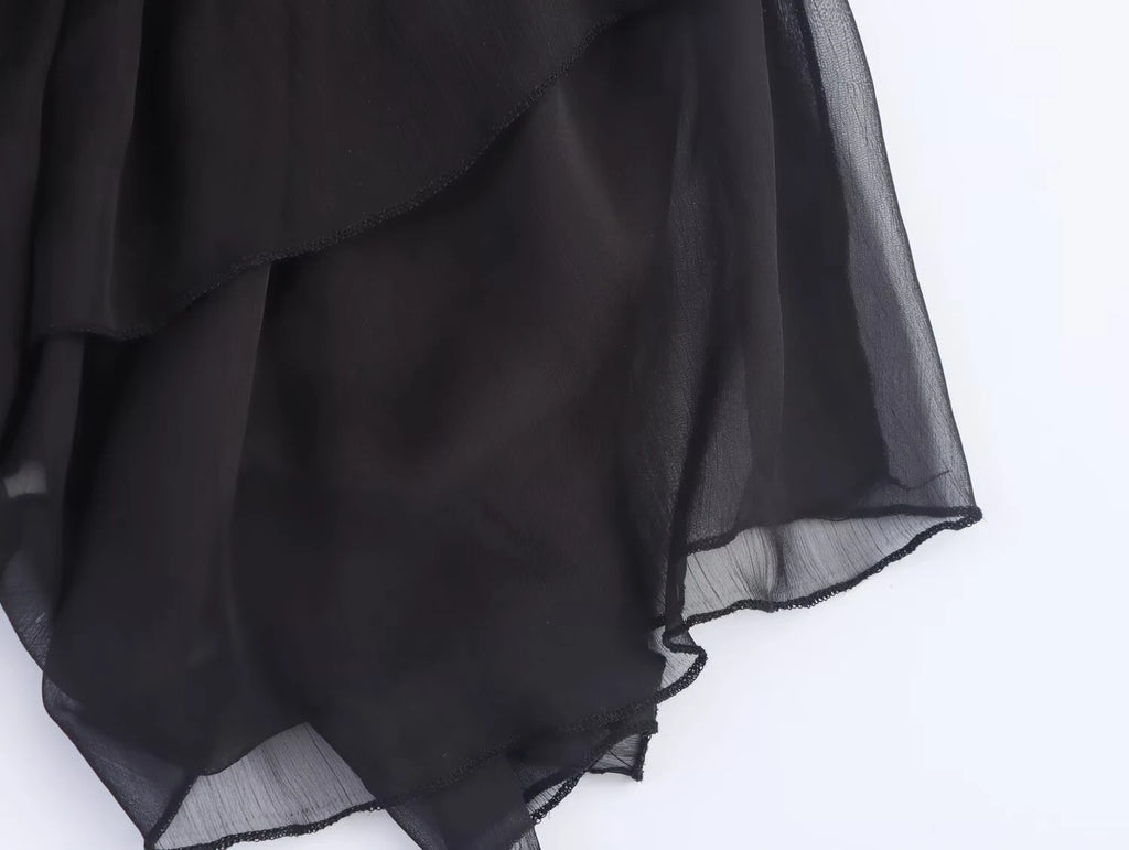 European and American style 2025 summer new product women's clothing design sense layered decoration mid waist MIDI skirt