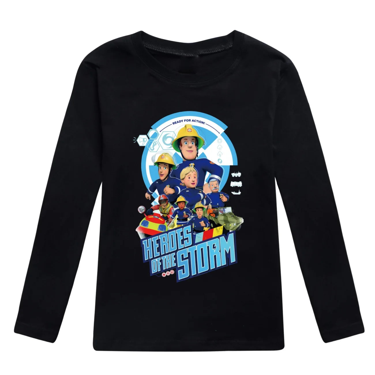 Kids Fireman Sam Long Sleeve T-Shirt – Cartoon Firefighter Cotton Top