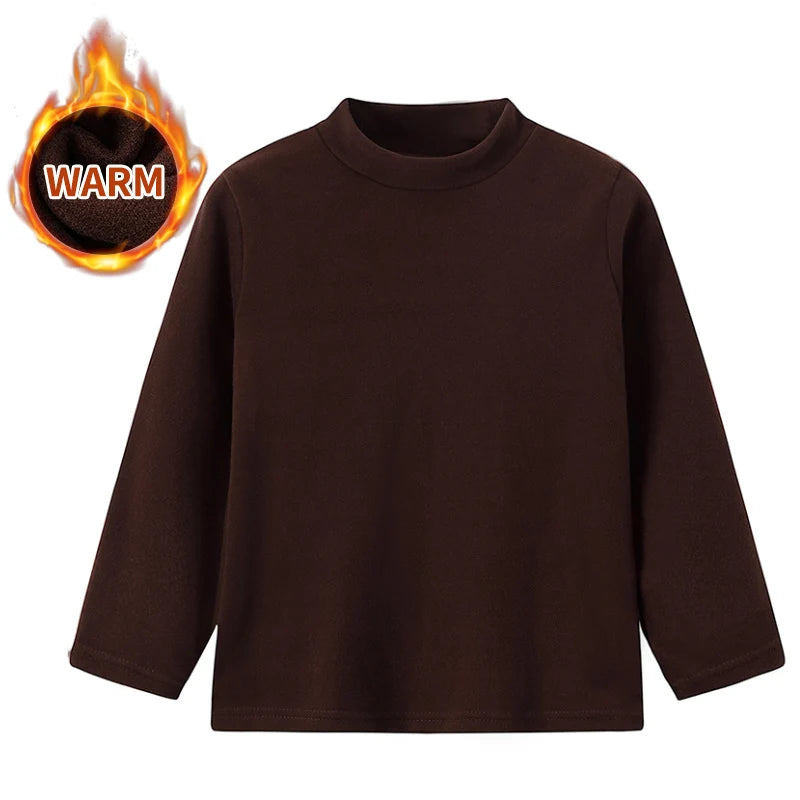 Kids Solid Color Long Sleeve Base Shirt – Soft Casual Layering Top