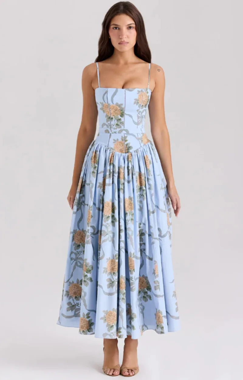 Vintage Boho Floral Maxi Dress