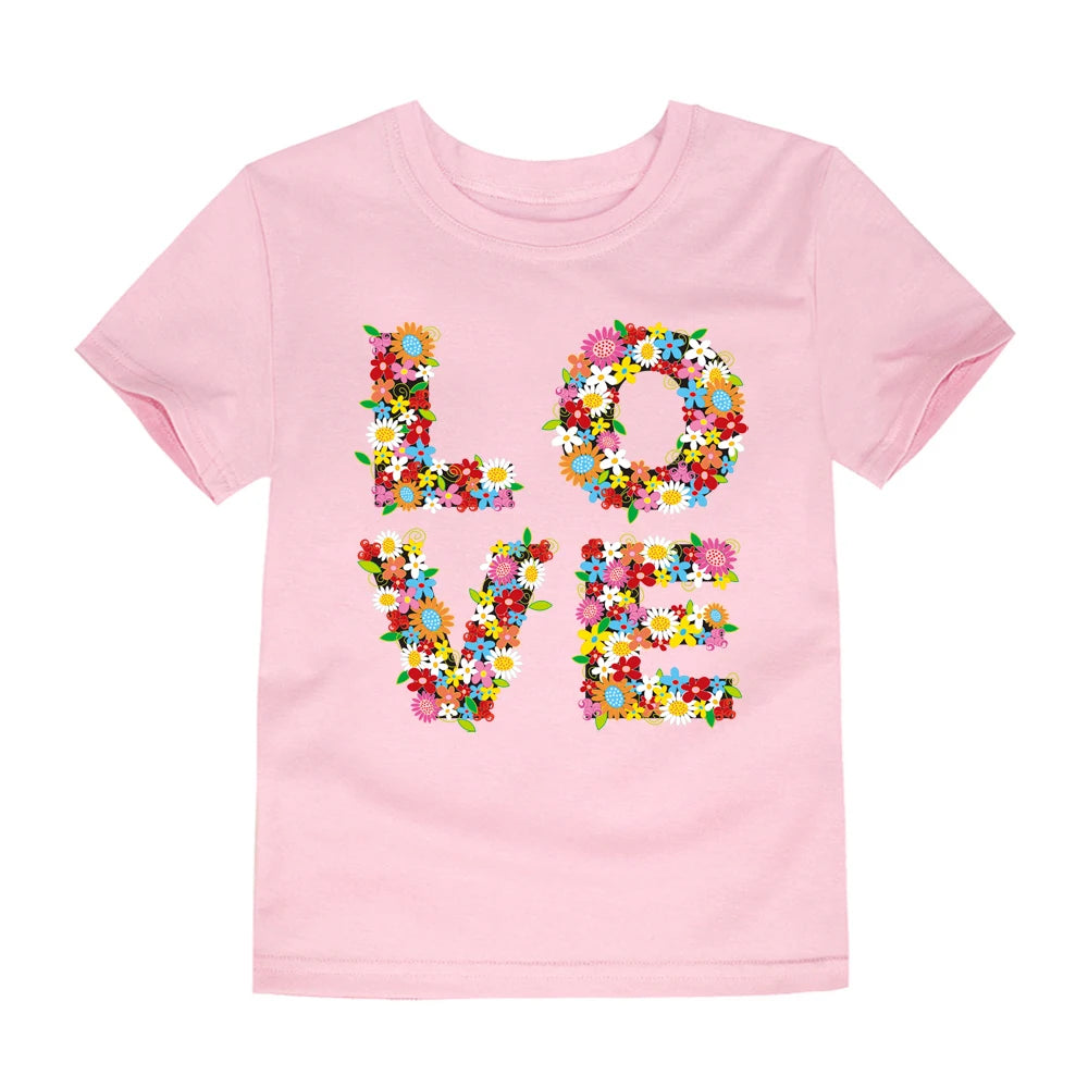 Girls Flower Print Cotton T-Shirt – Pink Casual Tee Ages 2–14