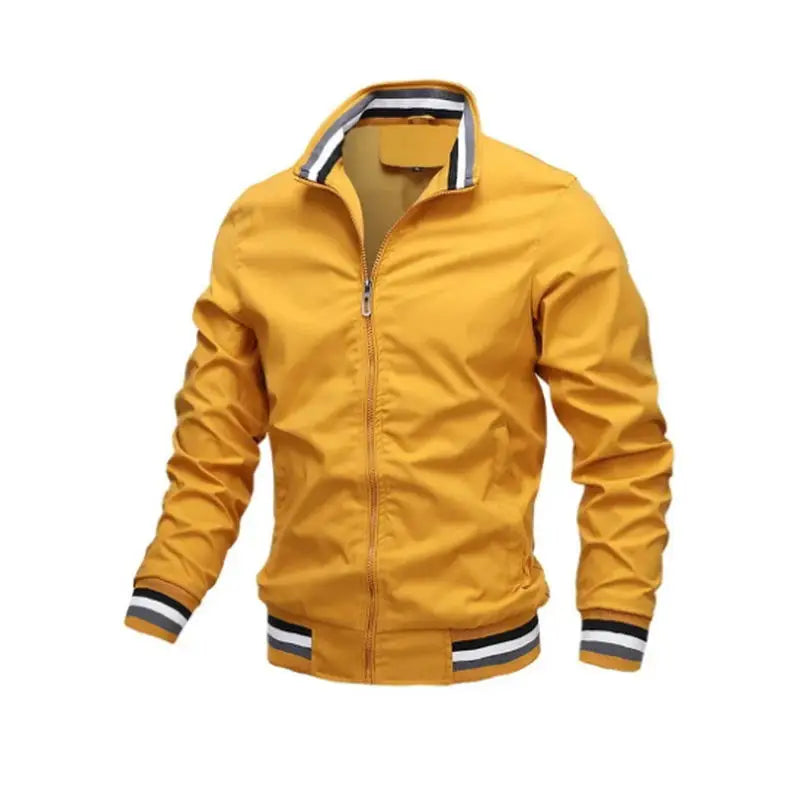 Men's White Waterproof Bomber Jacket – Casual Outdoor Sports Coat
