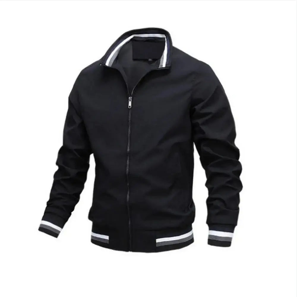 Men's White Waterproof Bomber Jacket – Casual Outdoor Sports Coat