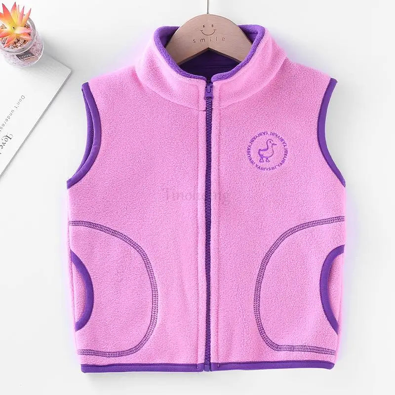 Kids Hooded Double Fleece Zip Jacket – Windproof Warm Coat Ages 2–14