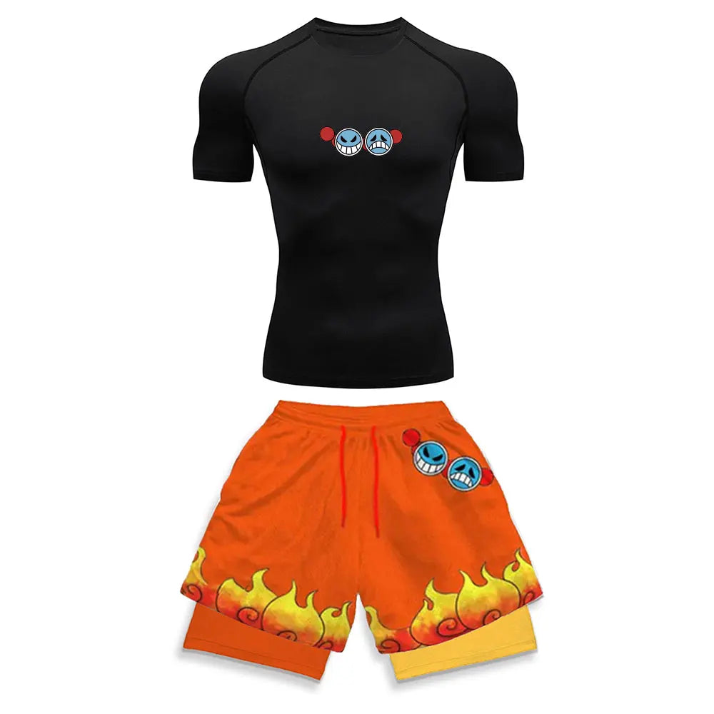 Men's Compression Sports Suit 2-Piece Set – Trendy Athletic Fitness Running Outfit