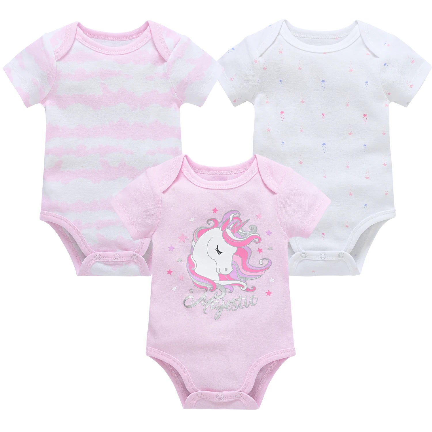 Baby Girls Cotton Short Sleeve Bodysuit – Newborn Onesie 3–6 Pack
