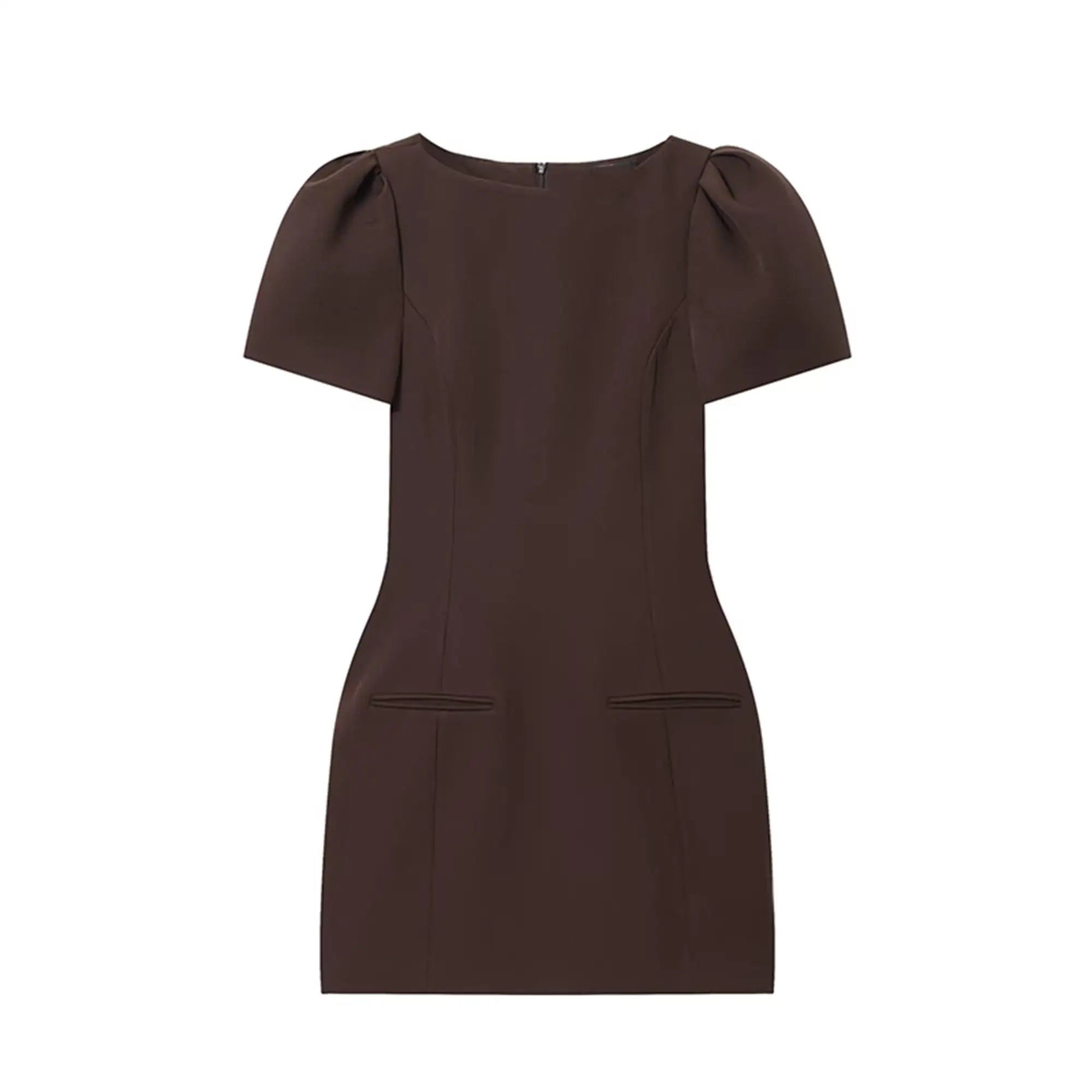 Women's Slim Fit High Waist Bodycon Mini Dress – Short Sleeve Solid Commuter Dress