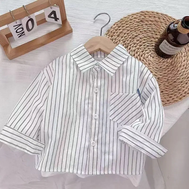 Baby Boys Striped Long Sleeve Shirt – Casual Cotton Kids Top