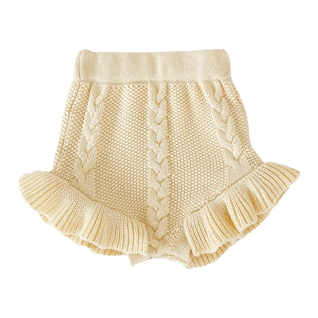 Autumn Baby Girls Knitted Shorts Children Bloomer Toddler Princess PP Shorts Kids Girls Ruffle Edge Lovely Lotus Butt Shorts