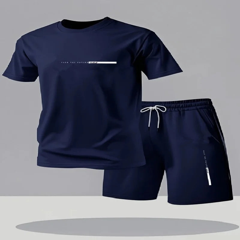 Men's sportswear 2-piece set short sleeved shirt shorts set men's running suit T-shirt men's summer T-shirt