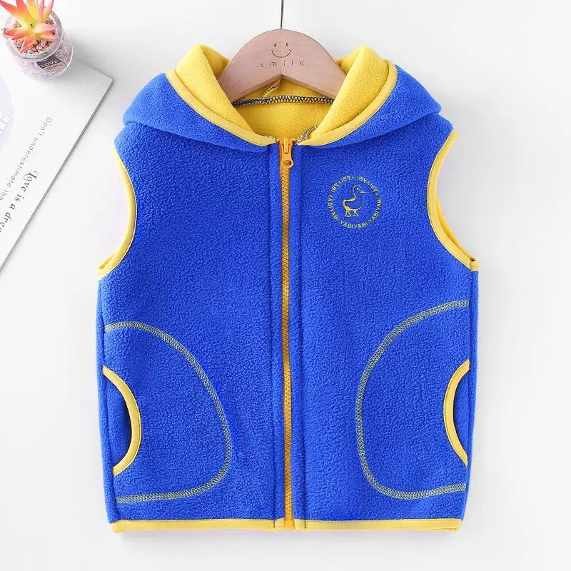 Kids Hooded Double Fleece Zip Jacket – Windproof Warm Coat Ages 2–14